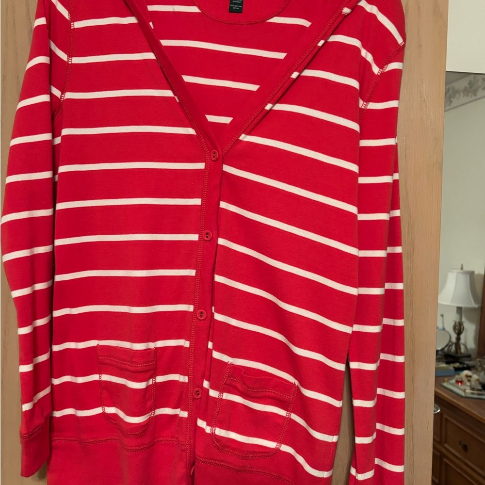 Orange and White Striped Women's Hoodie 100% Cotton